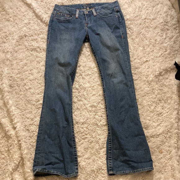 Bebe Flare Bling Logo Jeans Y2K Kayla Made in USA Size 30 - Picture 3 of 5